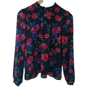 J. Crew Smocked Keyhole Blouse